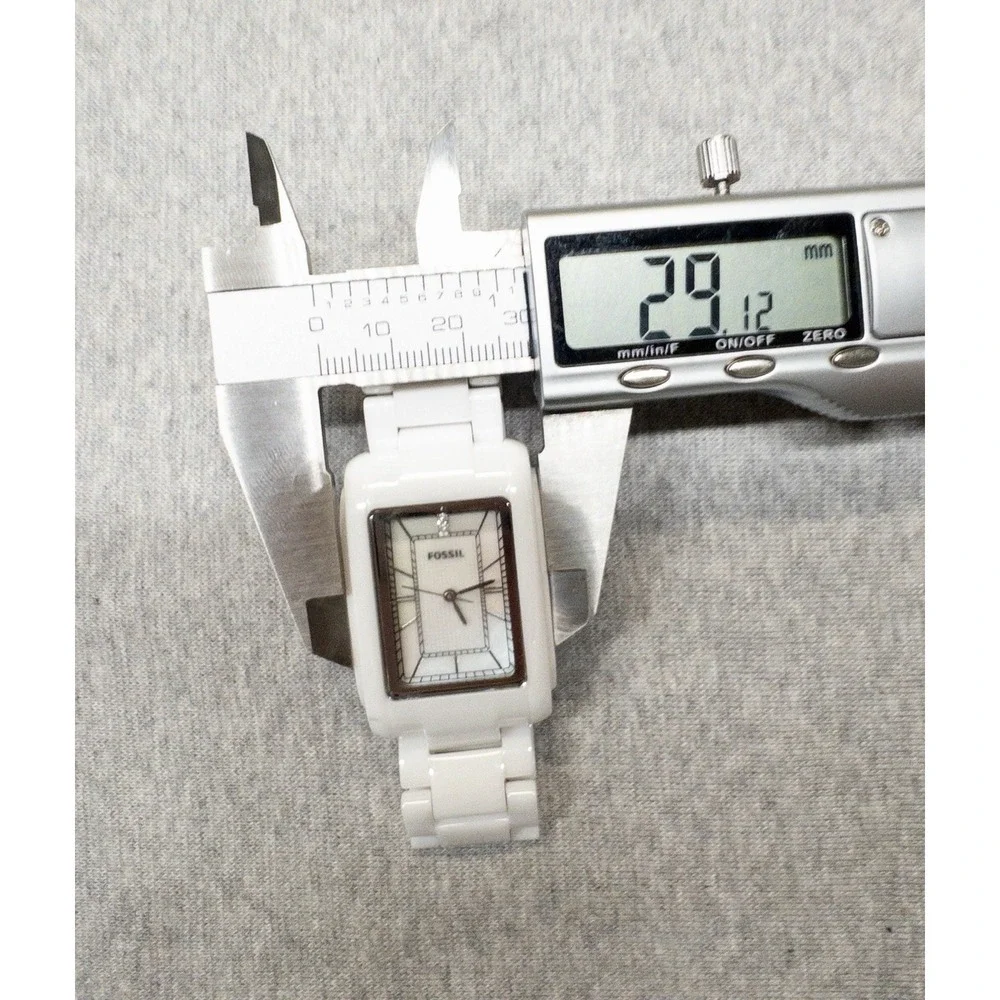 Fossil Tank Ceramic Womens Watch 29mm White MOP Dial CE-1031‎ New Battery